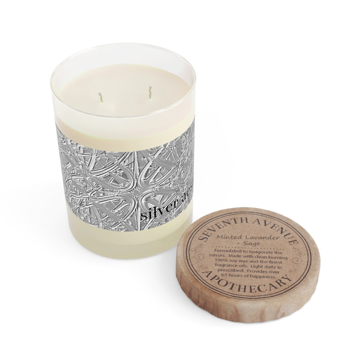 Silver aesthetic soy wax candle | White tea& Fig, Lavender&Sage