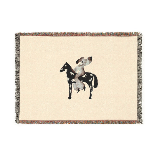 Woven Blanket with Equestrian Design