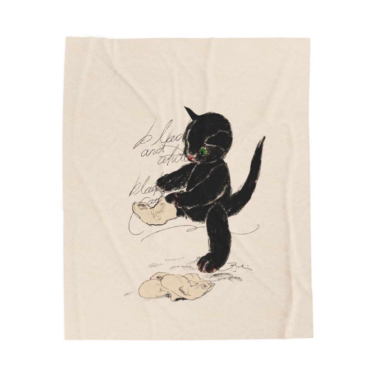 Black kitten Plush Blanket