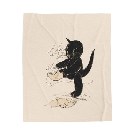 Black kitten Plush Blanket