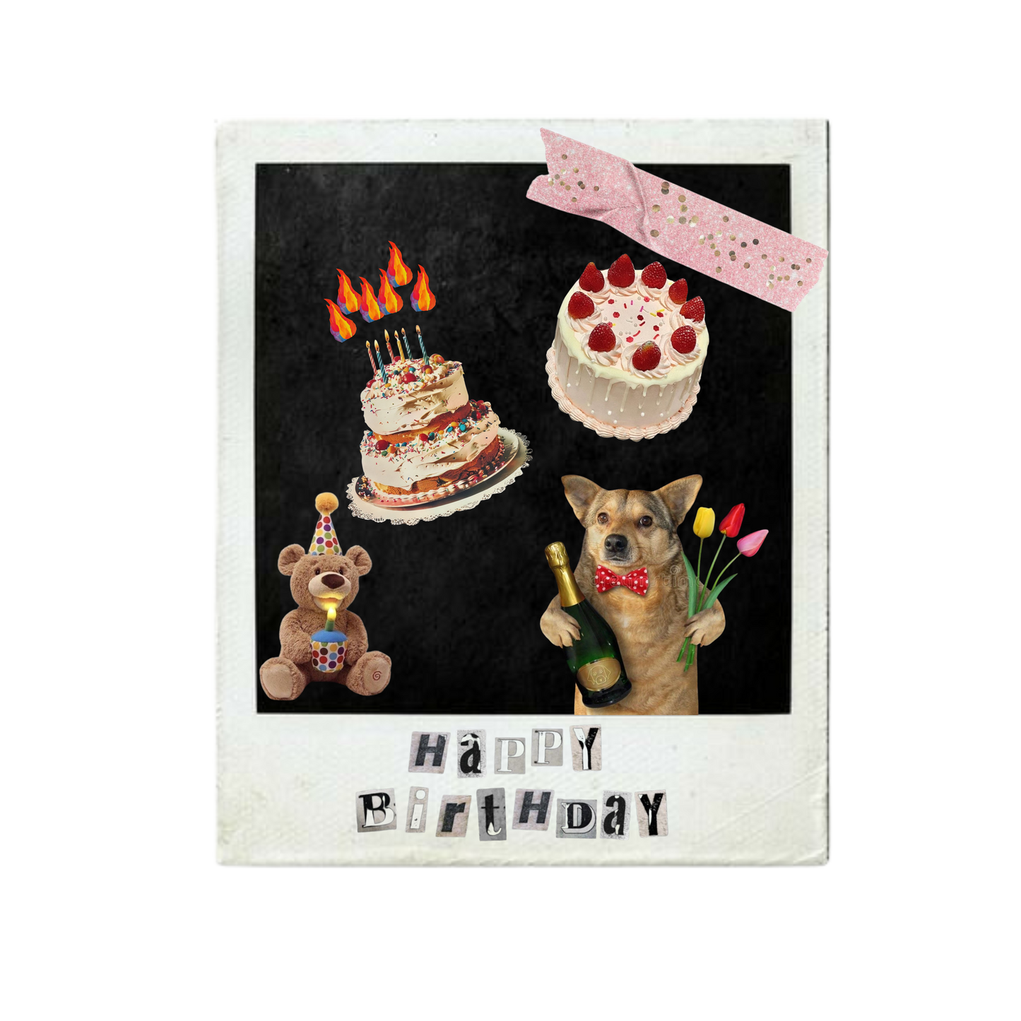Happy Birthday collage art card